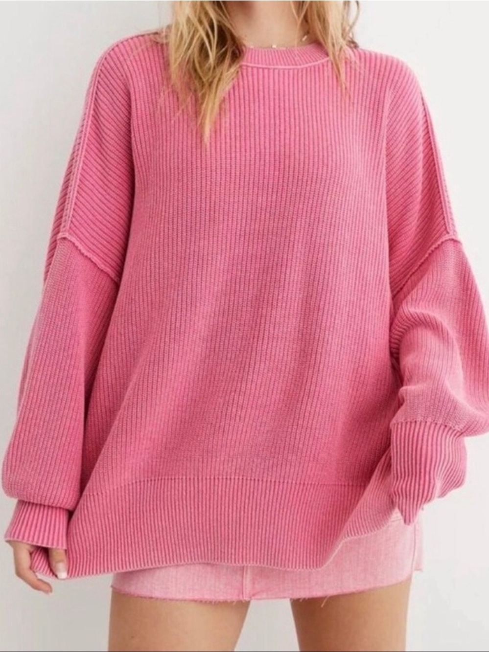 Aerie Thick Knit Mock Neck Sweater Pink Size Large - Picture 1 of 4